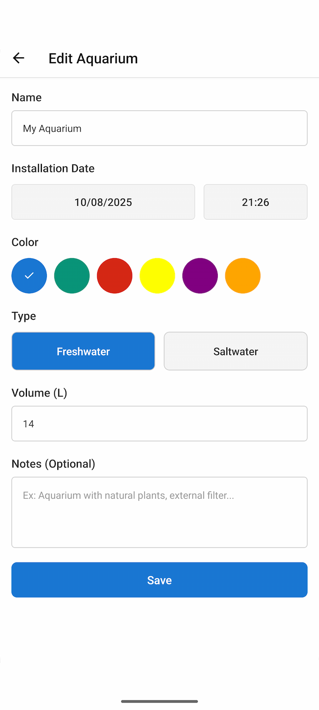Aquarium edit screen