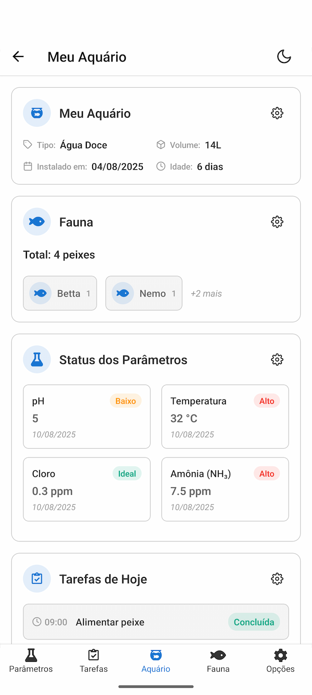 Screenshot do aplicativo Acuaryo